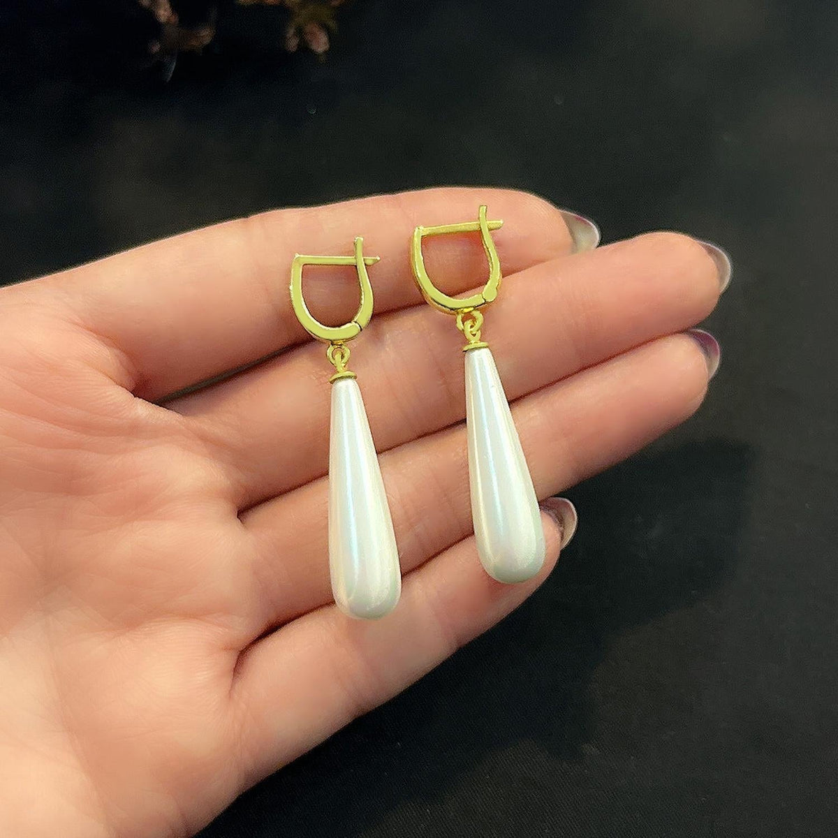 Stela Pearl Drop Sterling Silver Gold Earrings - Etna Gift
