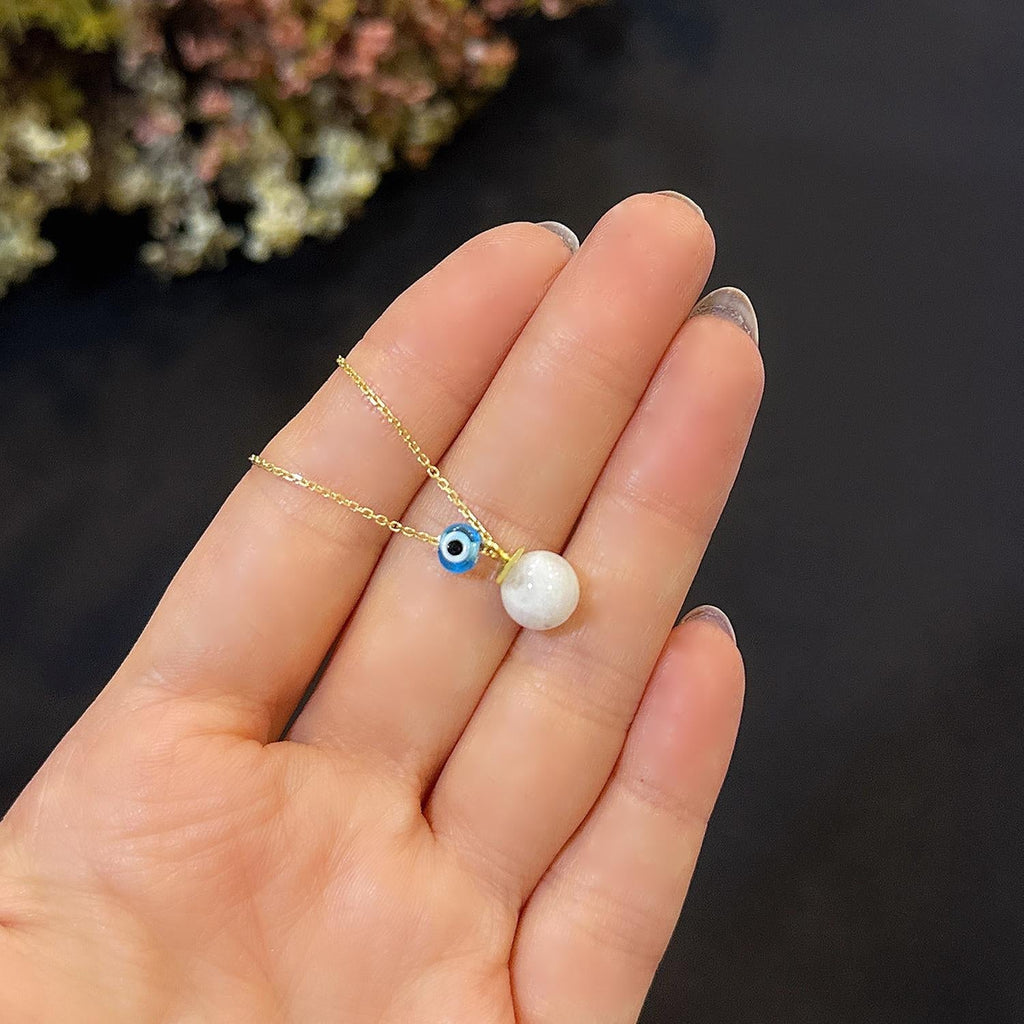 Sterling Silver Moonstone Necklace - Genuine 925 Moonstone Pendant - Etna Gift