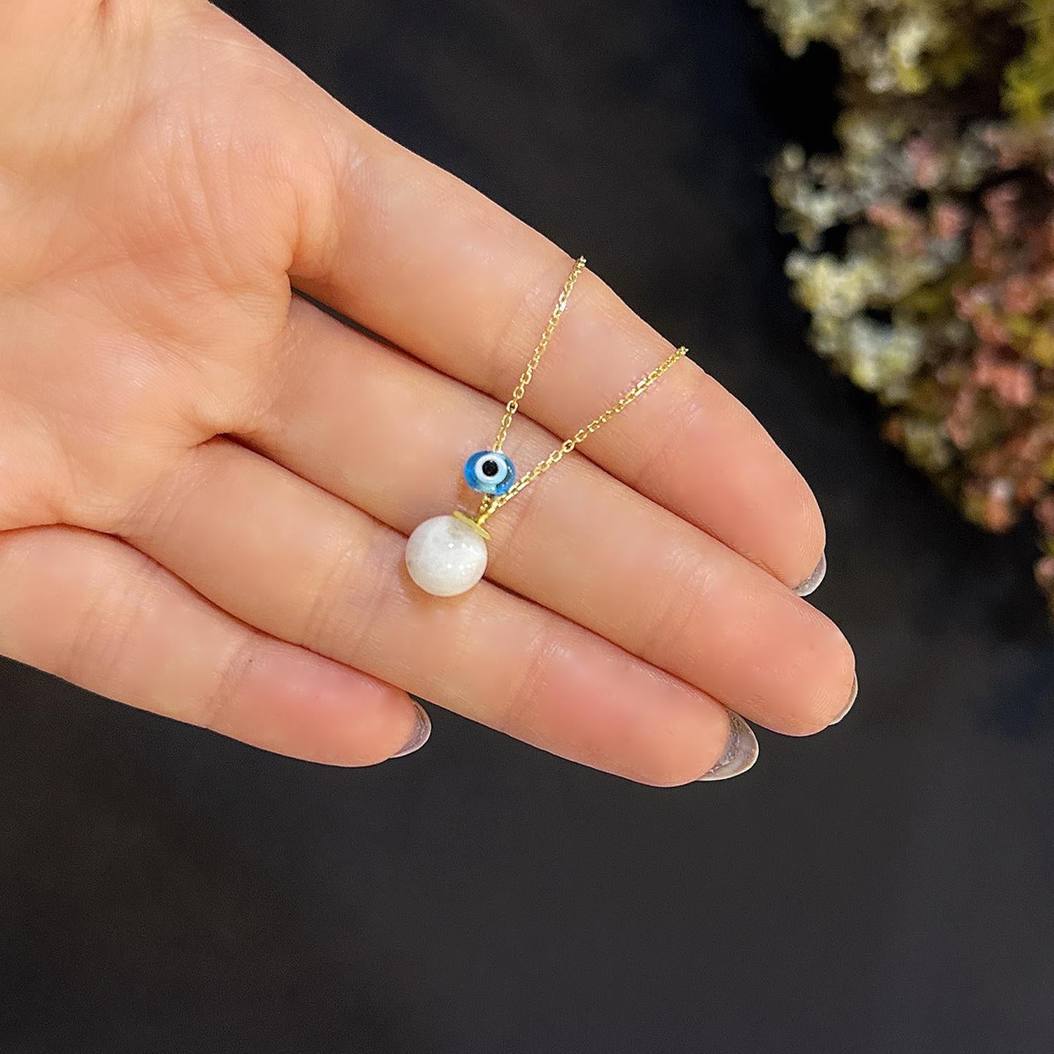 Sterling Silver Moonstone Necklace - Genuine 925 Moonstone Pendant - Etna Gift
