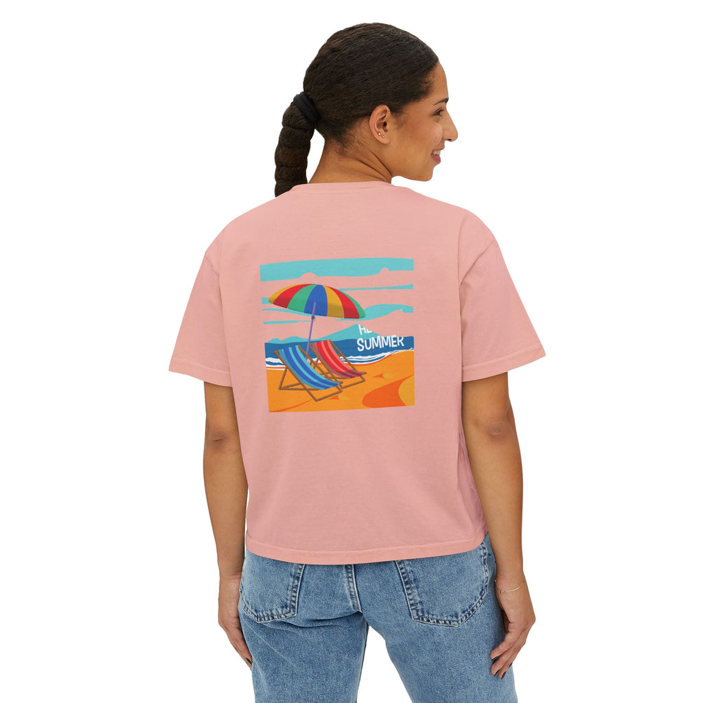 Summer Beach Tee — "Summer" Graphic Women's Boxy T-Shirt - Etna Gift