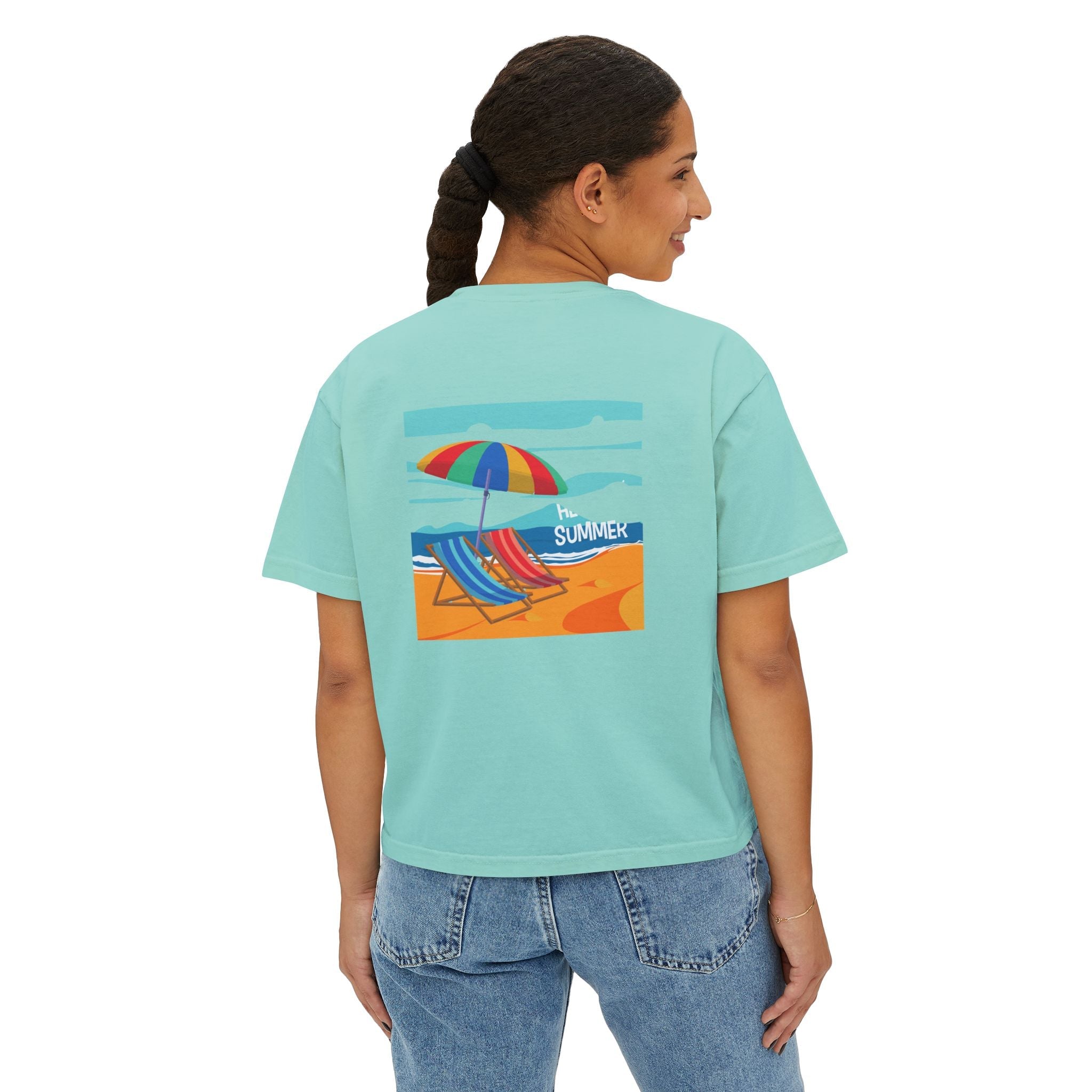 Summer Beach Tee — "Summer" Graphic Women's Boxy T-Shirt - Etna Gift