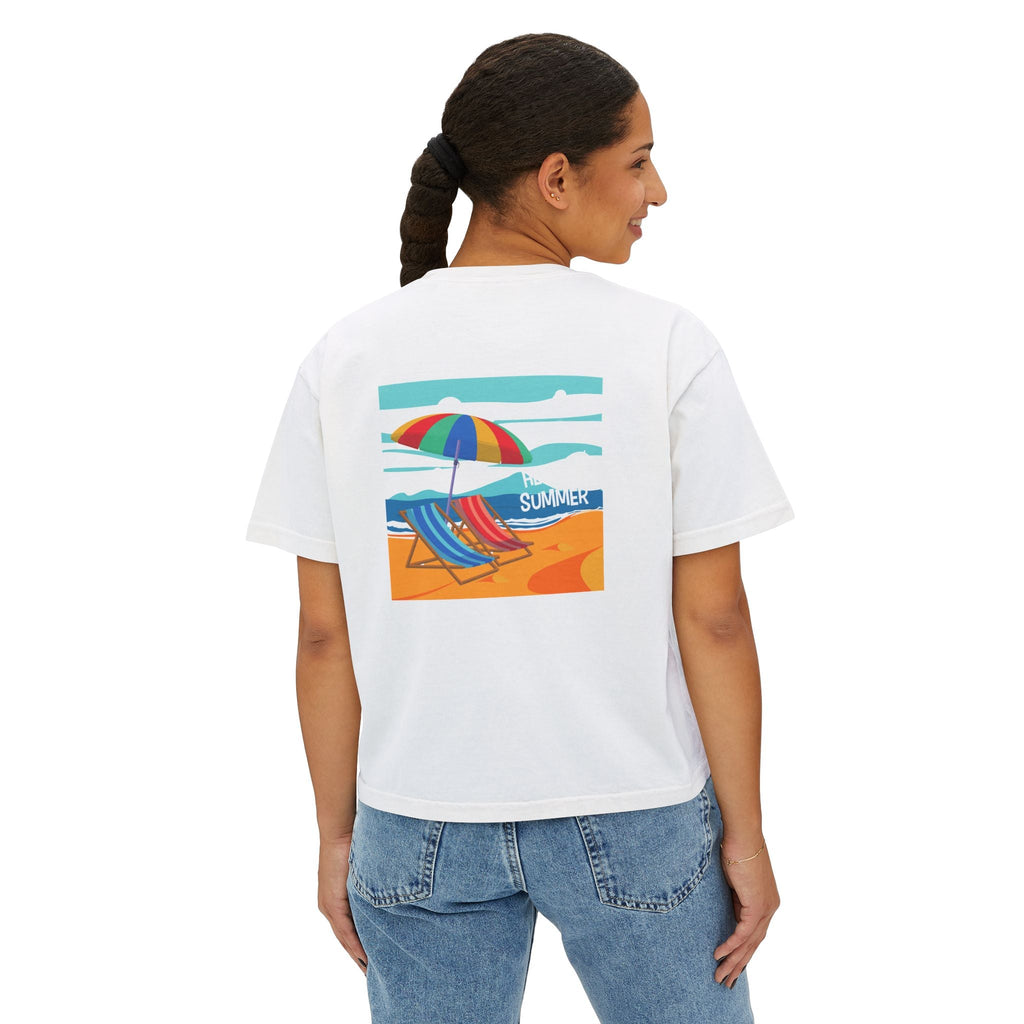 Summer Beach Tee — "Summer" Graphic Women's Boxy T-Shirt - Etna Gift