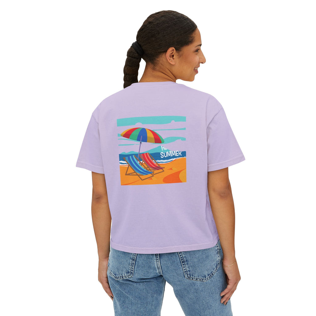 Summer Beach Tee — "Summer" Graphic Women's Boxy T-Shirt - Etna Gift