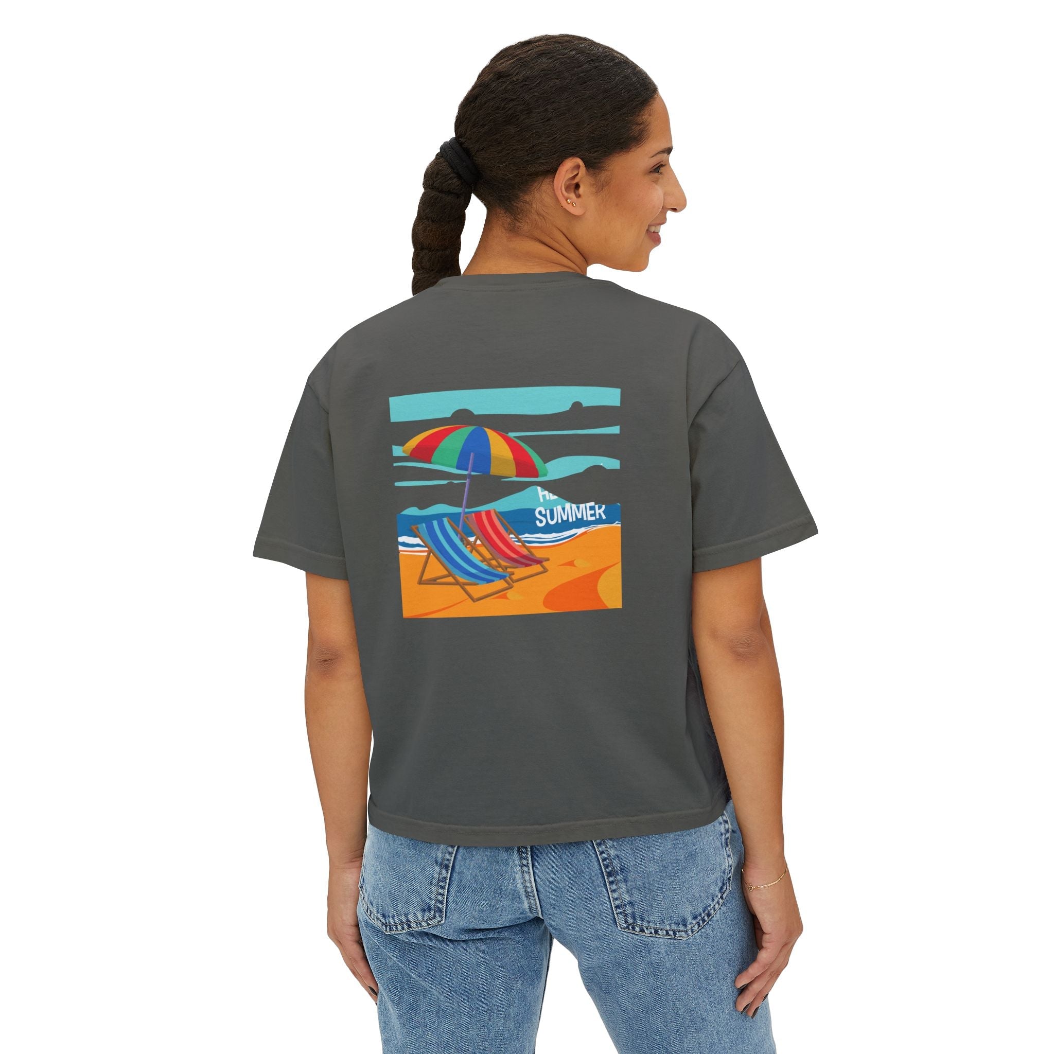 Summer Beach Tee — "Summer" Graphic Women's Boxy T-Shirt - Etna Gift