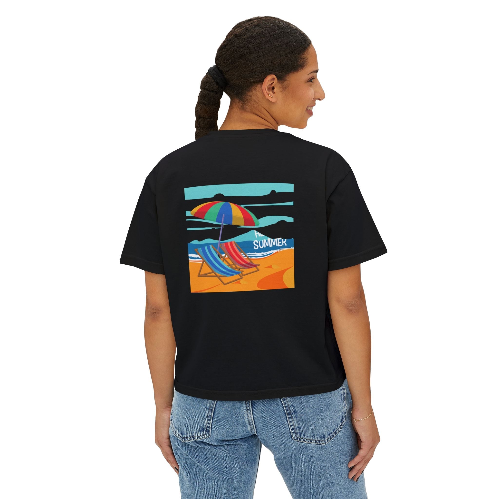 Summer Beach Tee — "Summer" Graphic Women's Boxy T-Shirt - Etna Gift