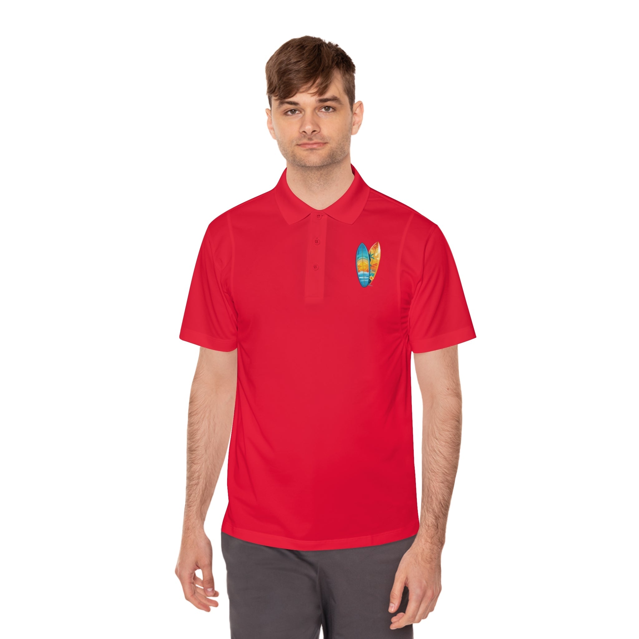 Sunset Beach Polo Shirt — Tropical Palm Surf Graphic - Etna Gift