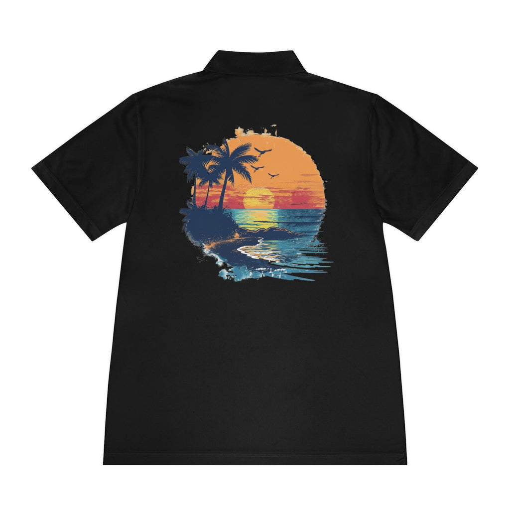 Sunset Beach Polo Shirt — Tropical Palm Surf Graphic - Etna Gift