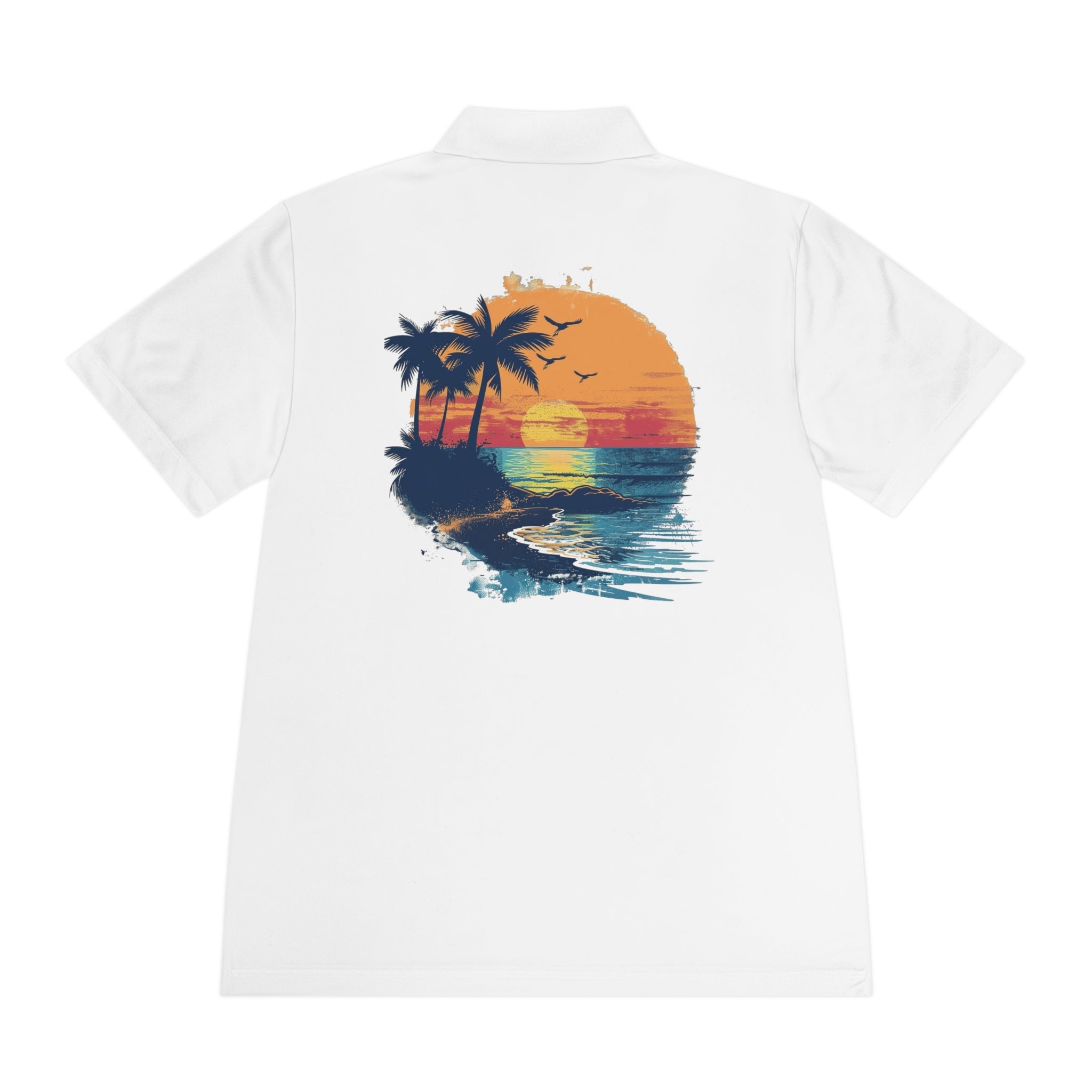 Sunset Beach Polo Shirt — Tropical Palm Surf Graphic - Etna Gift