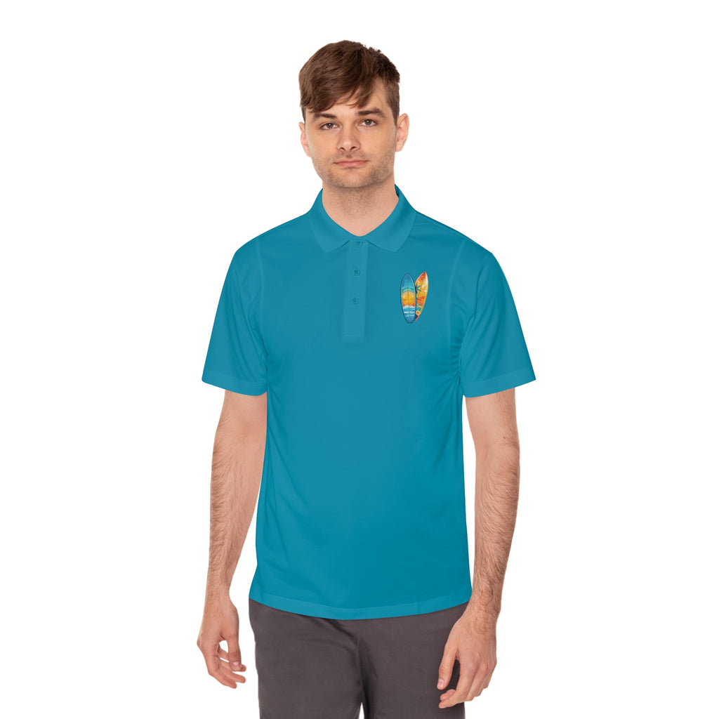 Sunset Beach Polo Shirt — Tropical Palm Surf Graphic - Etna Gift