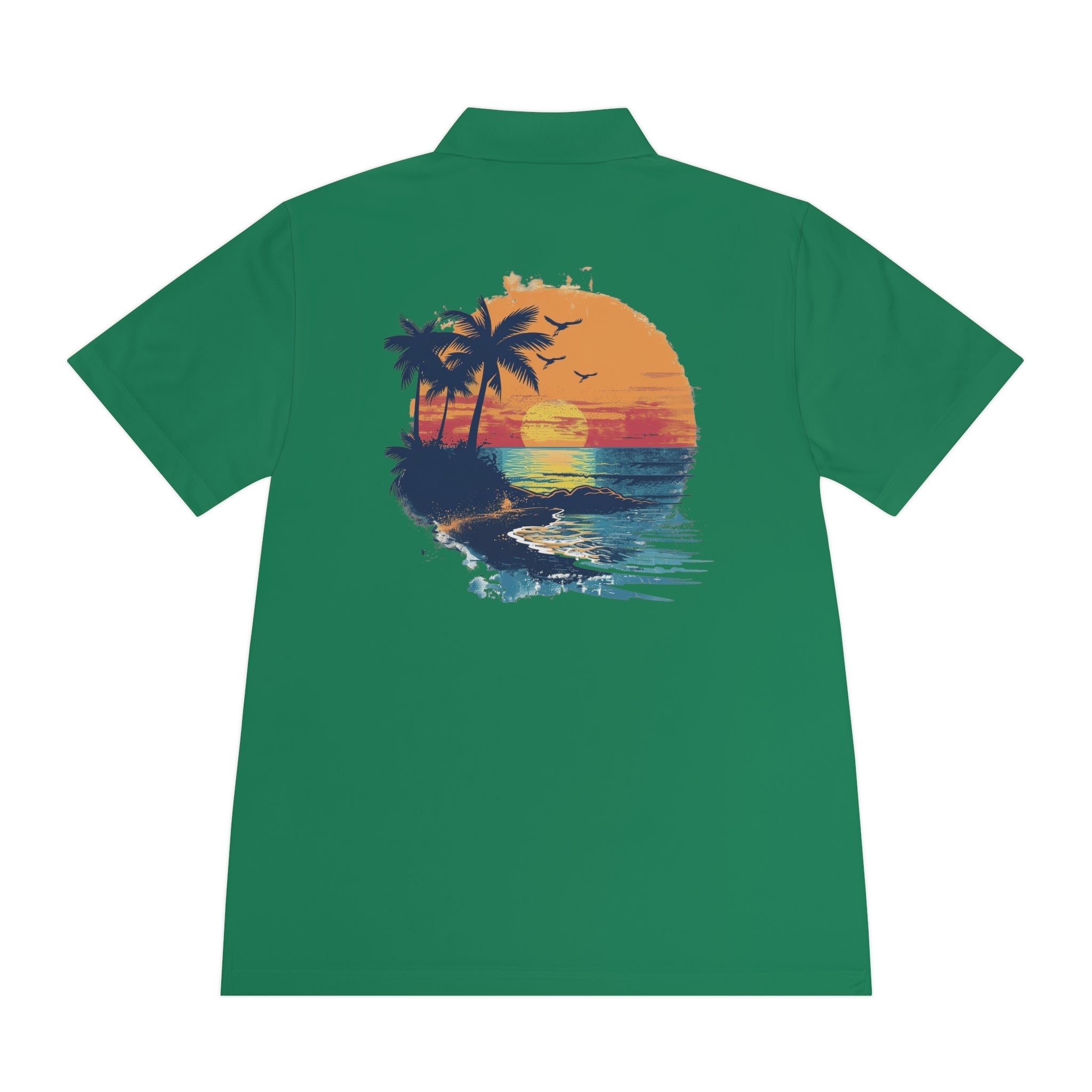 Sunset Beach Polo Shirt — Tropical Palm Surf Graphic - Etna Gift