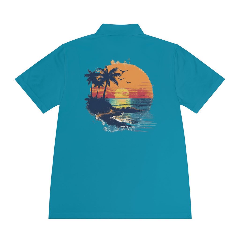Sunset Beach Polo Shirt — Tropical Palm Surf Graphic - Etna Gift