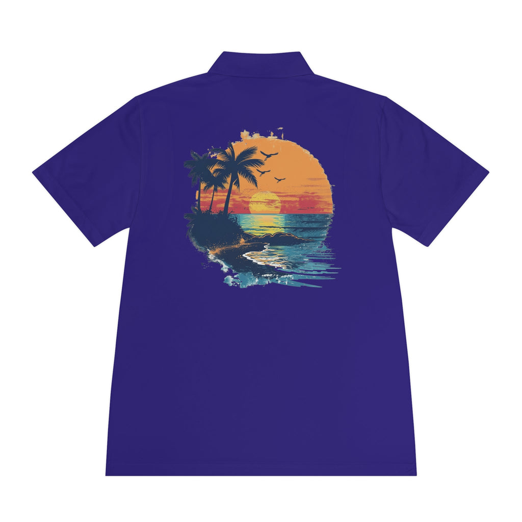 Sunset Beach Polo Shirt — Tropical Palm Surf Graphic - Etna Gift