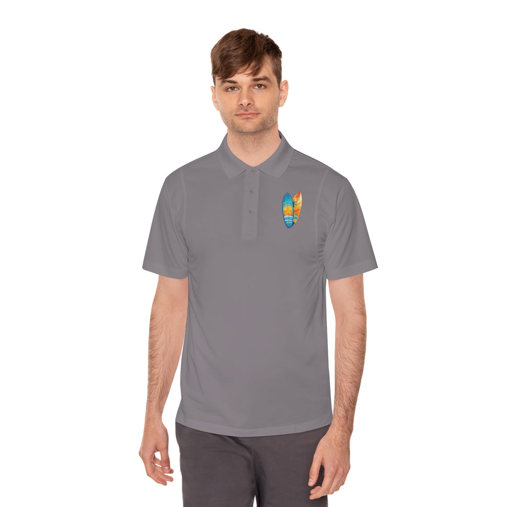 Sunset Beach Polo Shirt — Tropical Palm Surf Graphic - Etna Gift