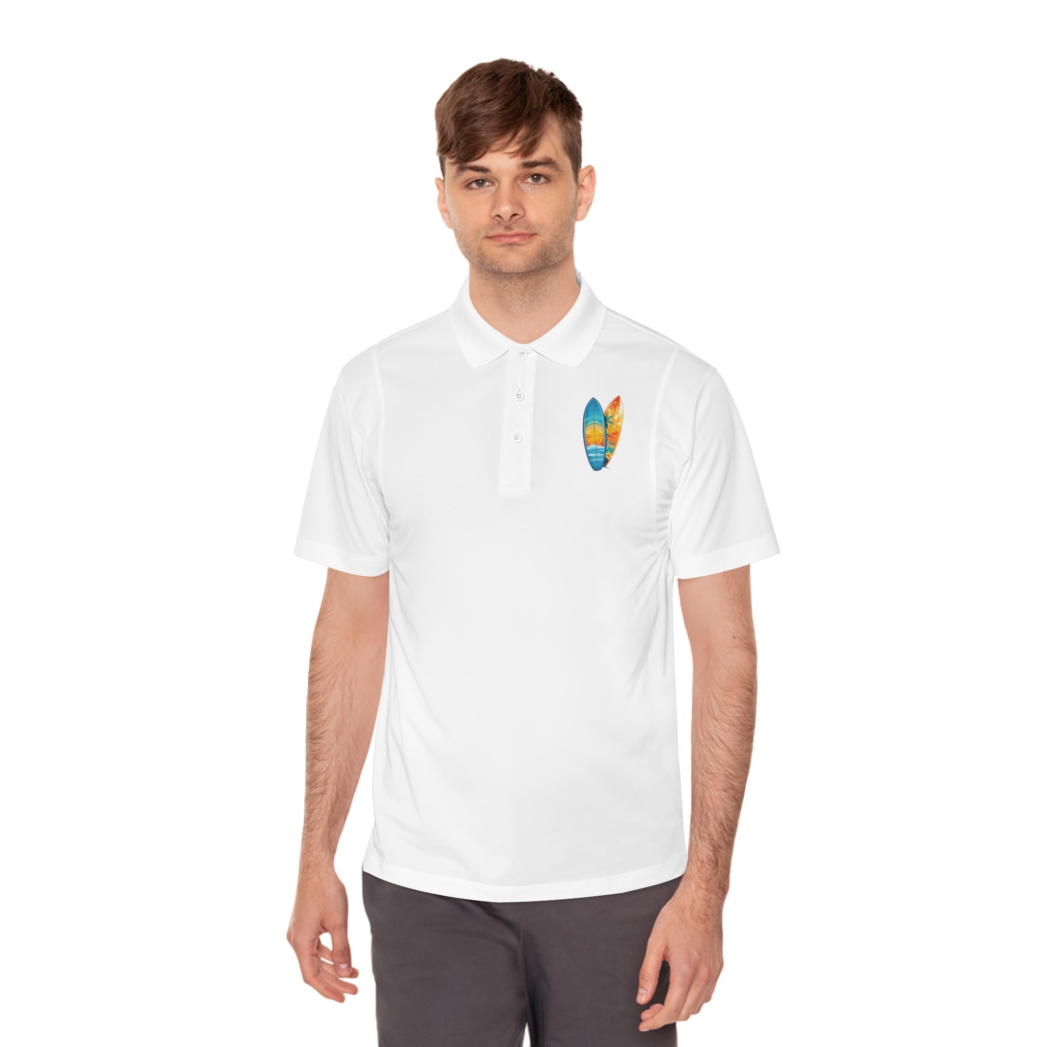 Sunset Beach Polo Shirt — Tropical Palm Surf Graphic - Etna Gift