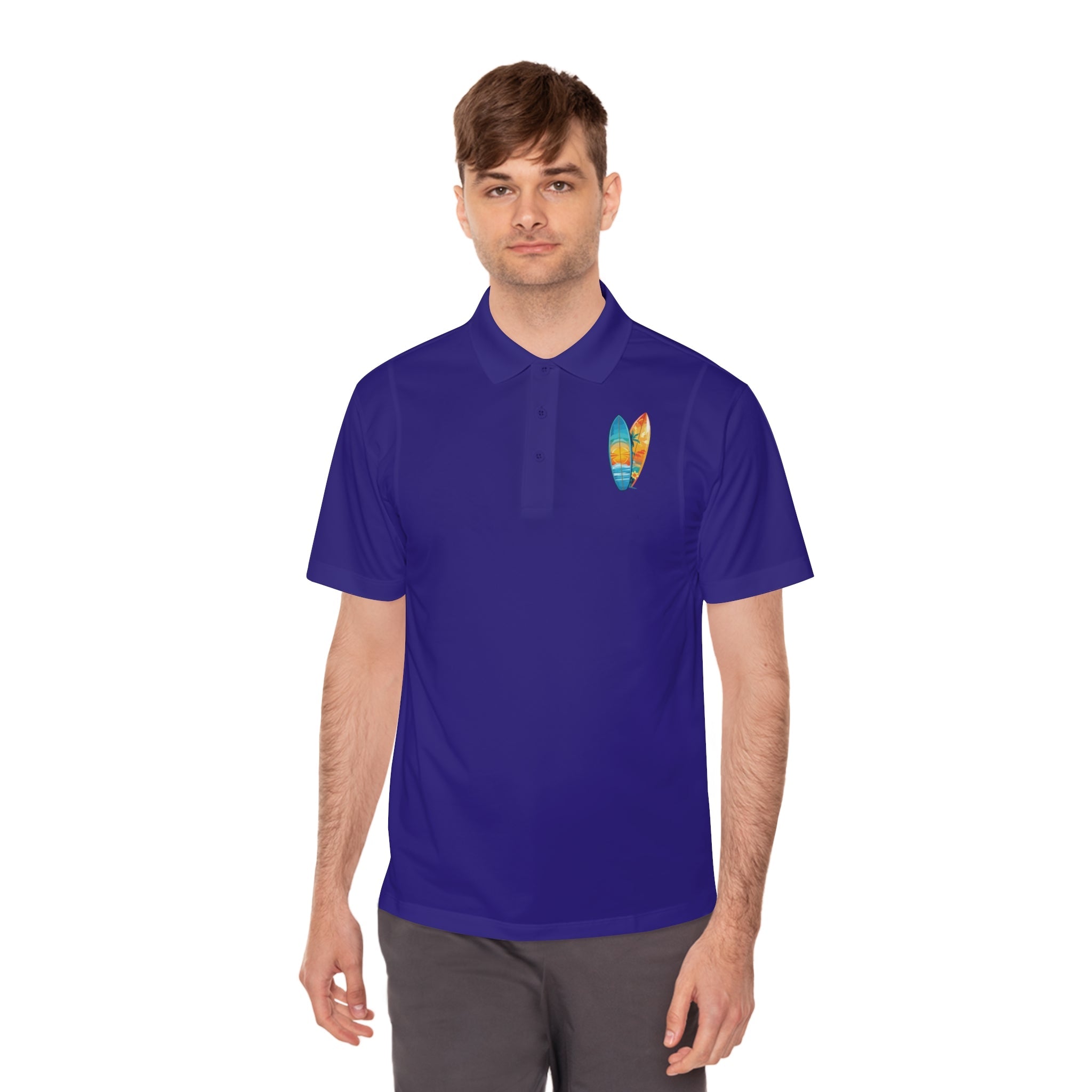 Sunset Beach Polo Shirt — Tropical Palm Surf Graphic - Etna Gift