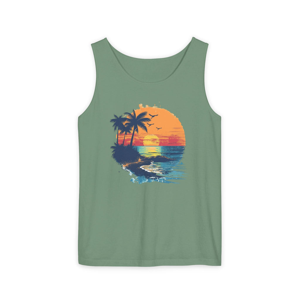Sunset Beach Tank Top Retro Palm Island Graphic Summer Vest - Etna Gift