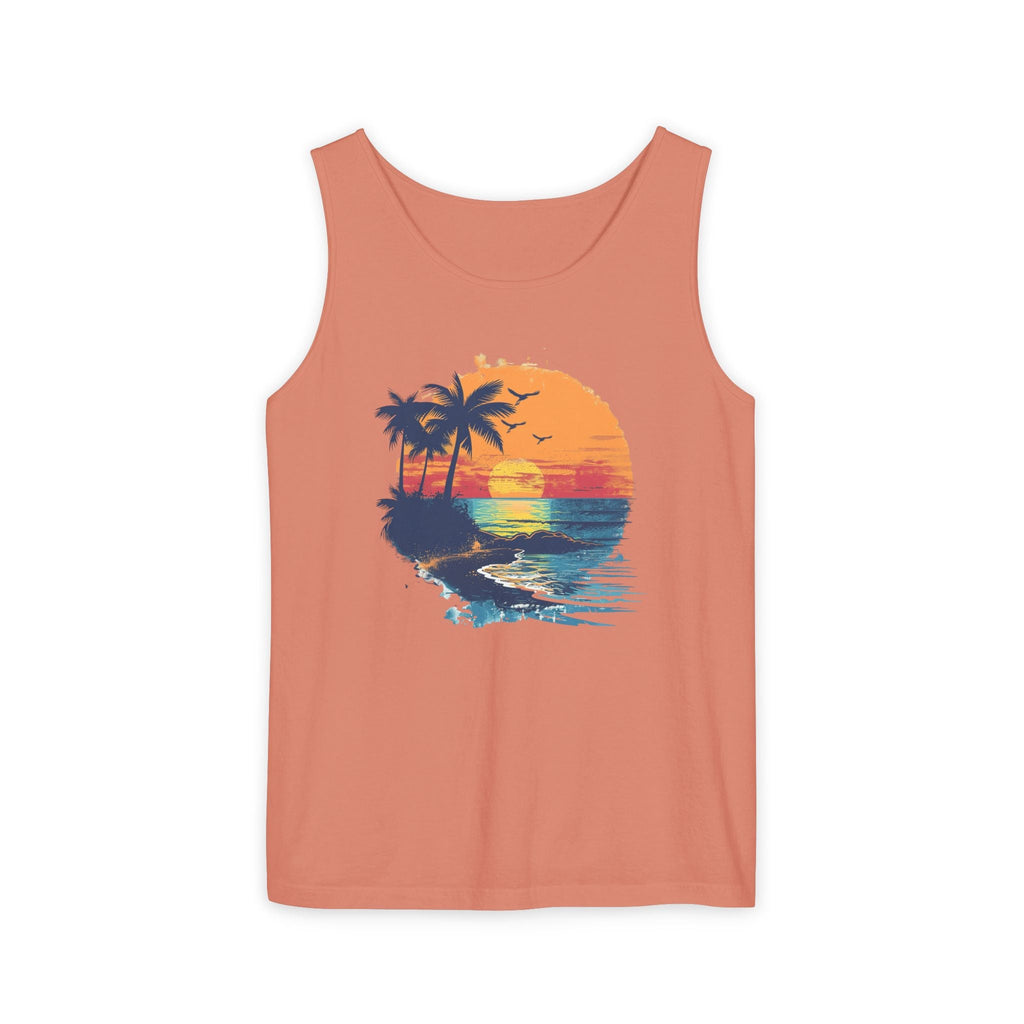 Sunset Beach Tank Top Retro Palm Island Graphic Summer Vest - Etna Gift