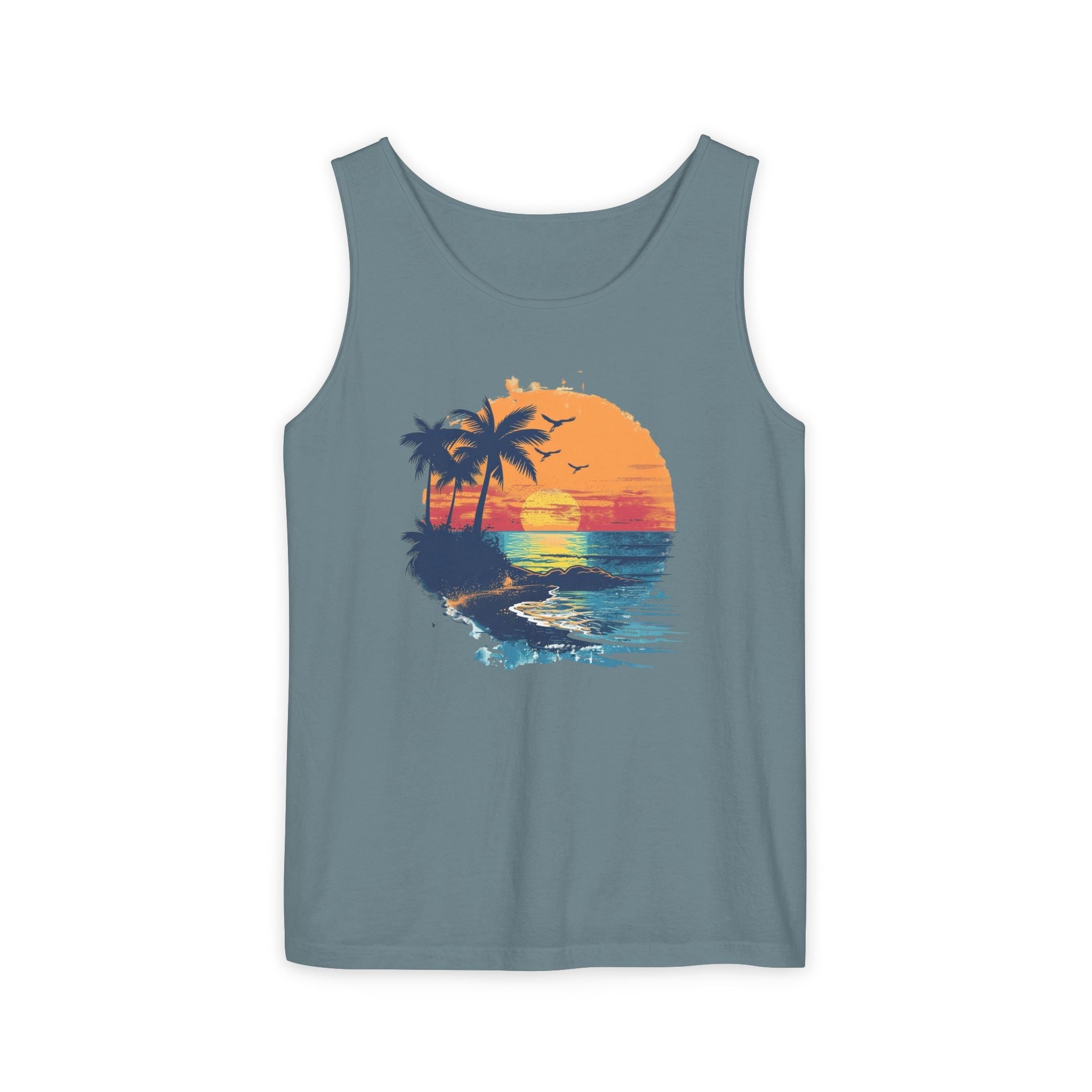 Sunset Beach Tank Top Retro Palm Island Graphic Summer Vest - Etna Gift