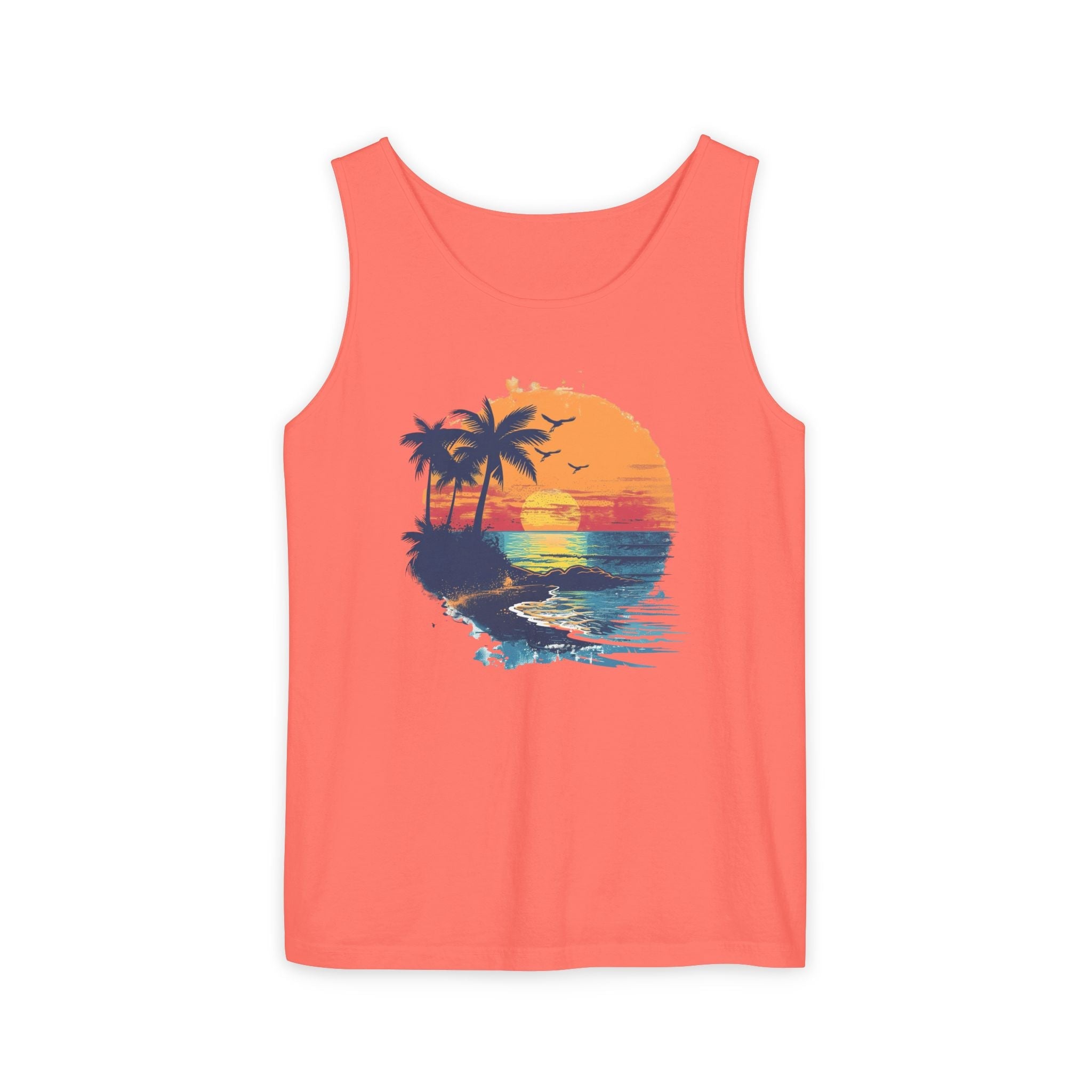 Sunset Beach Tank Top Retro Palm Island Graphic Summer Vest - Etna Gift