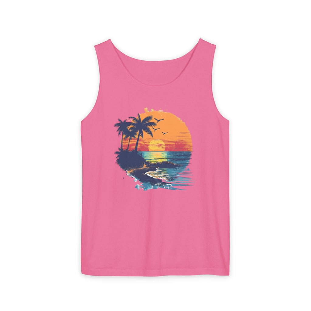 Sunset Beach Tank Top Retro Palm Island Graphic Summer Vest - Etna Gift