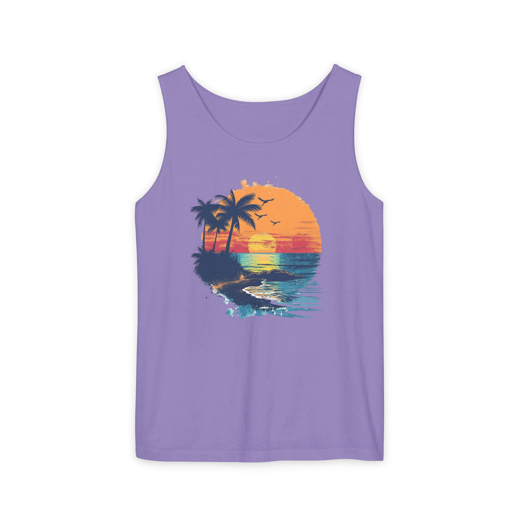 Sunset Beach Tank Top Retro Palm Island Graphic Summer Vest - Etna Gift