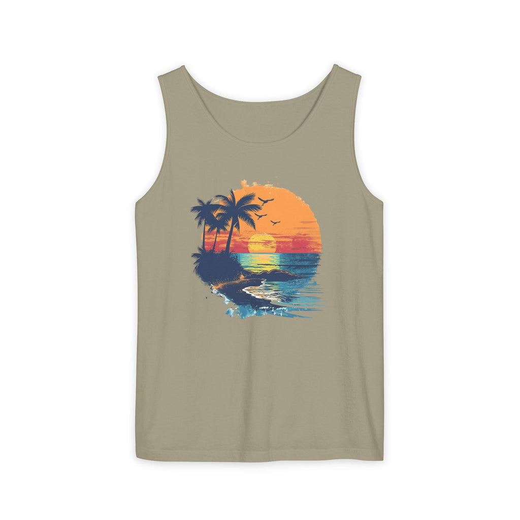 Sunset Beach Tank Top Retro Palm Island Graphic Summer Vest - Etna Gift