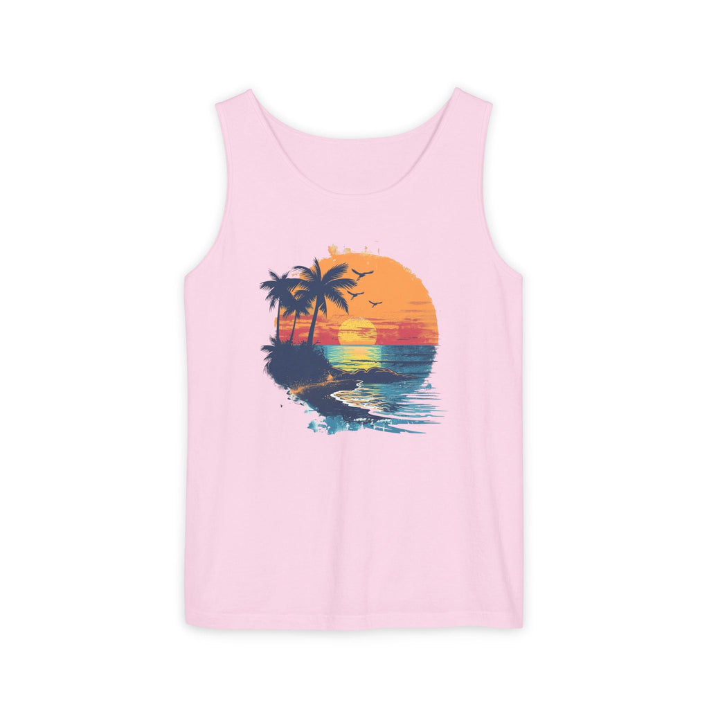 Sunset Beach Tank Top Retro Palm Island Graphic Summer Vest - Etna Gift