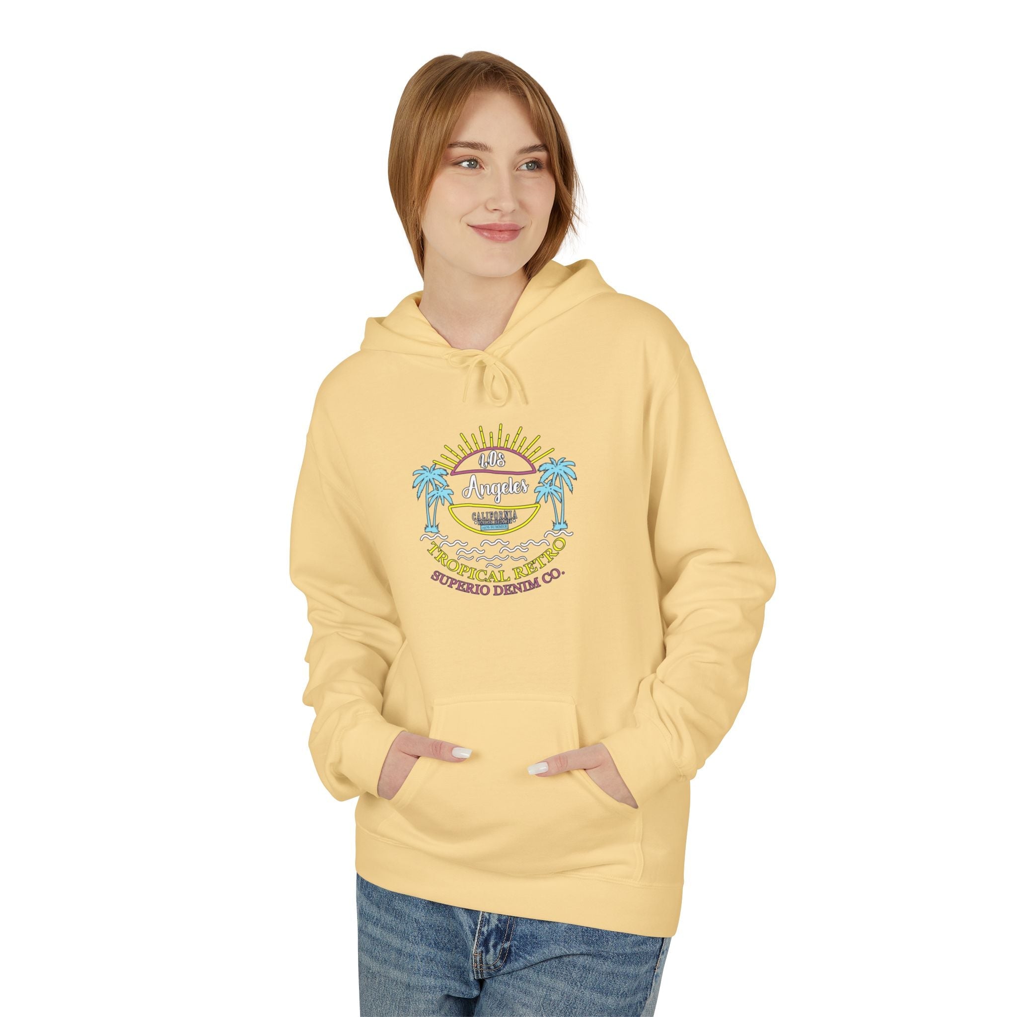 Surf Vibes Hoodie Coastal Palms & Sunset Graphic - Etna Gift