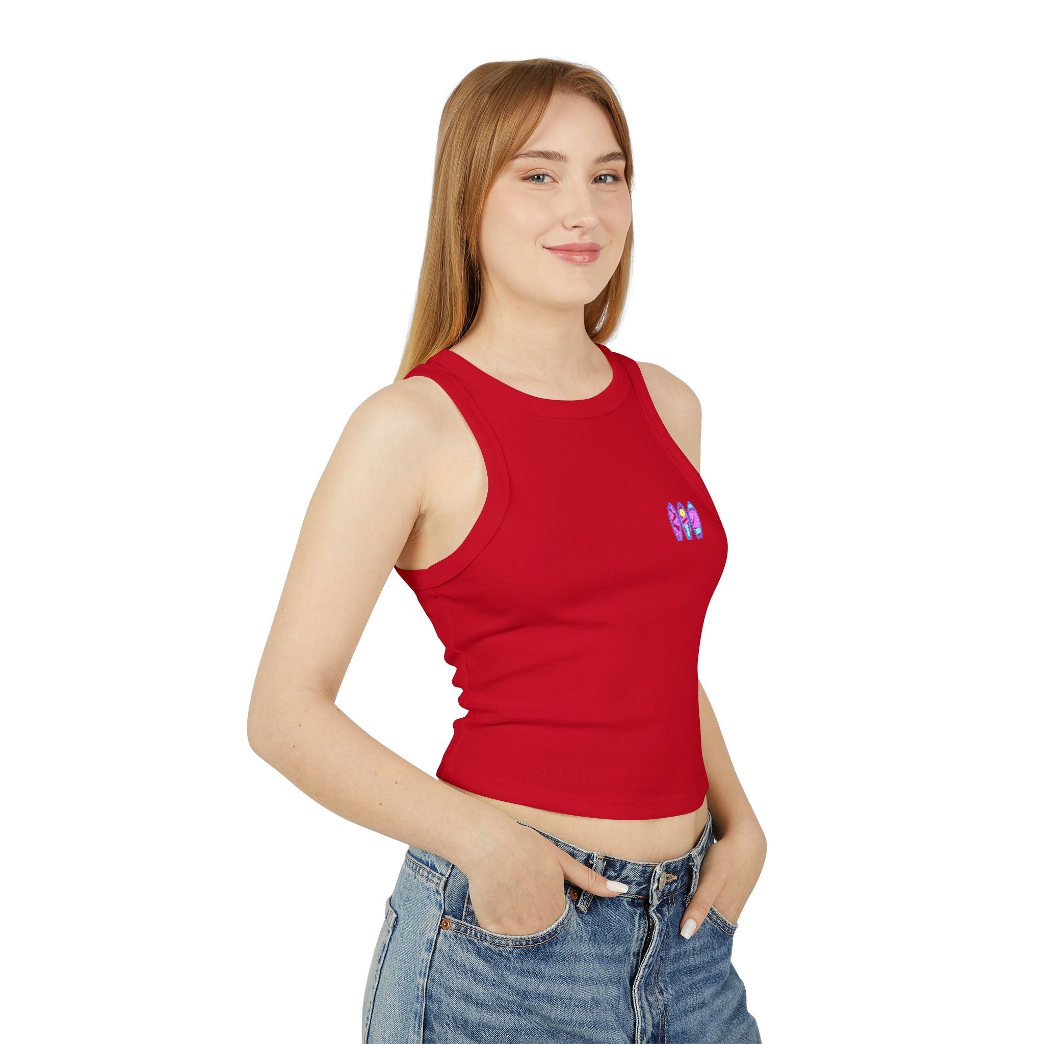 Surfboard Graphic Racer Tank Top — "Miami" Cute Beach Vibes - Etna Gift