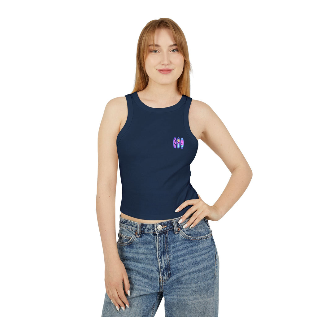 Surfboard Graphic Racer Tank Top — "Miami" Cute Beach Vibes - Etna Gift