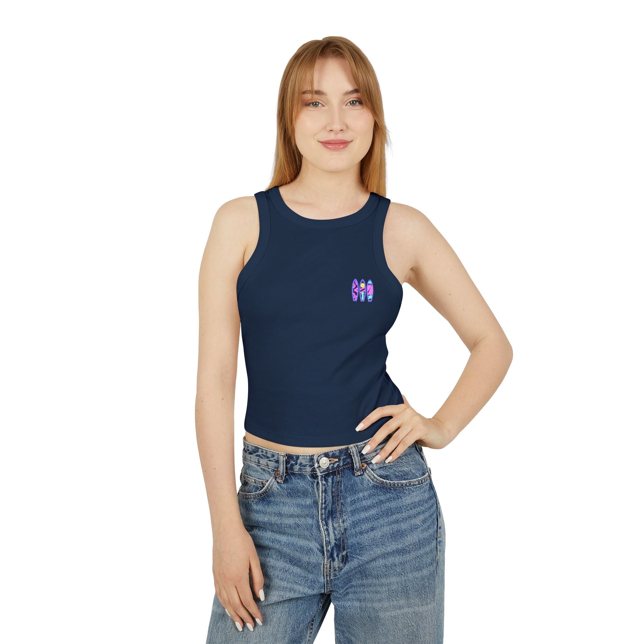Surfboard Graphic Racer Tank Top — "Miami" Cute Beach Vibes - Etna Gift
