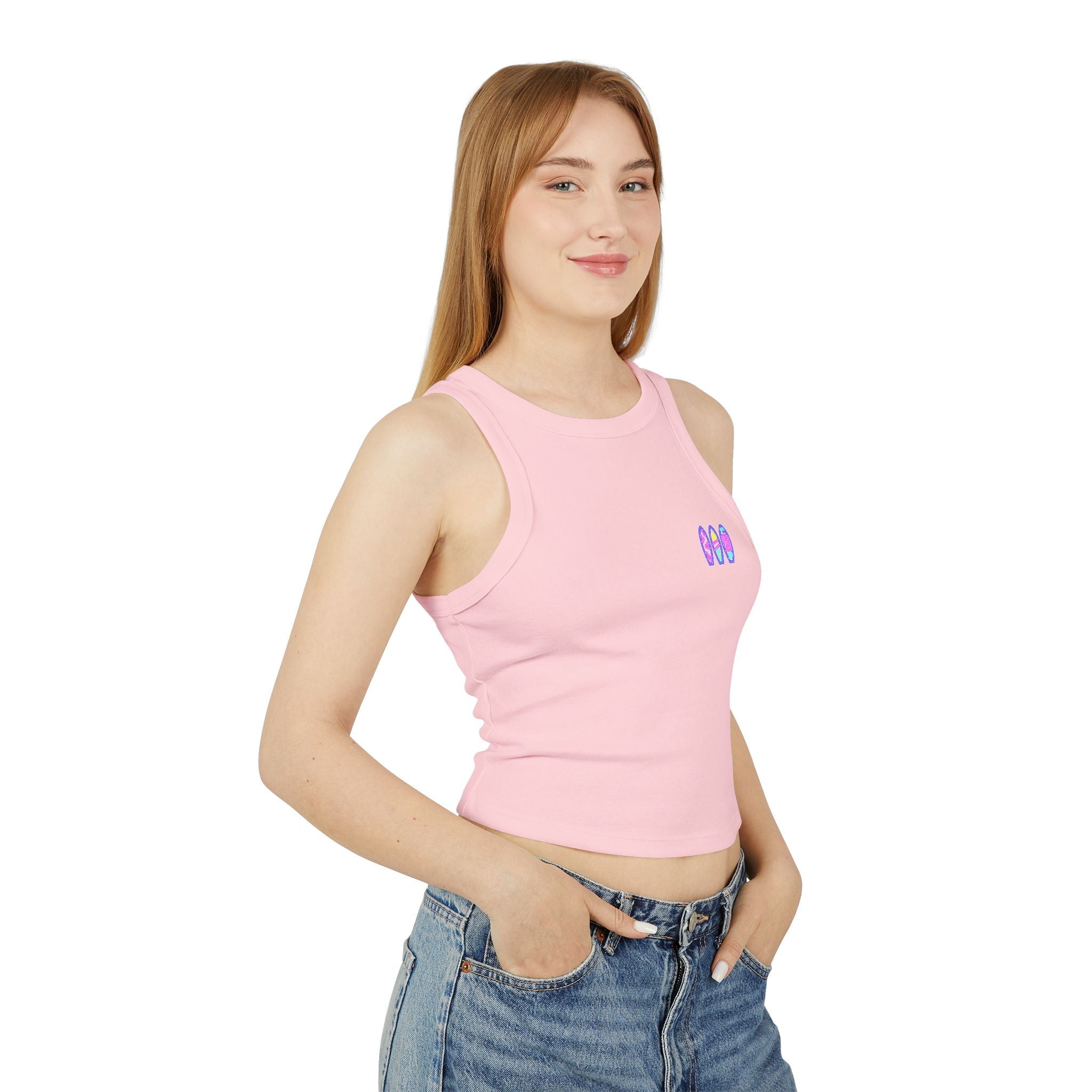 Surfboard Graphic Racer Tank Top — "Miami" Cute Beach Vibes - Etna Gift