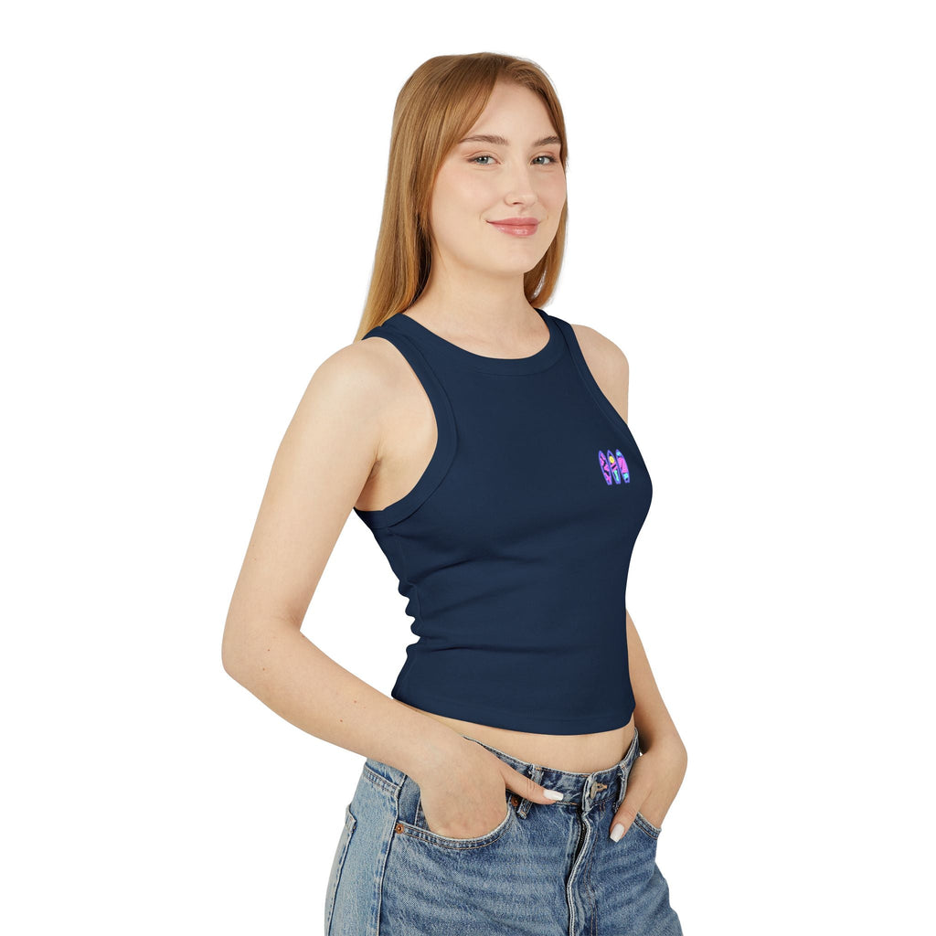 Surfboard Graphic Racer Tank Top — "Miami" Cute Beach Vibes - Etna Gift
