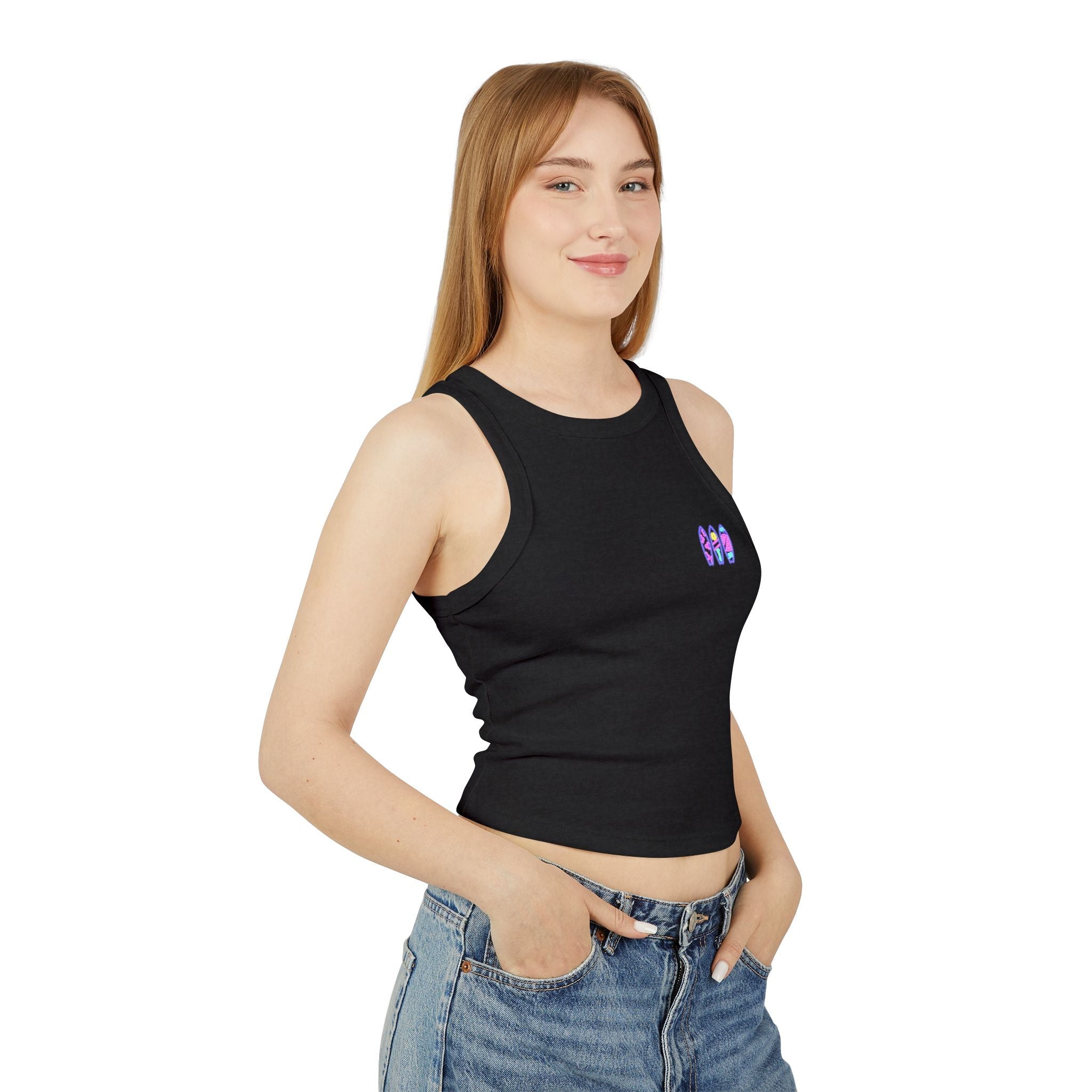Surfboard Graphic Racer Tank Top — "Miami" Cute Beach Vibes - Etna Gift