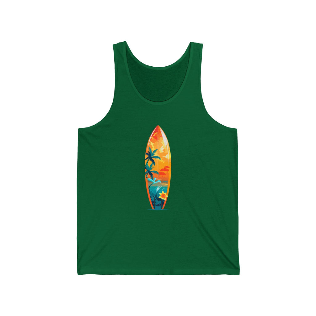 Surfboard Graphic Tank Top Tropical Sunset Surfing Design - Etna Gift