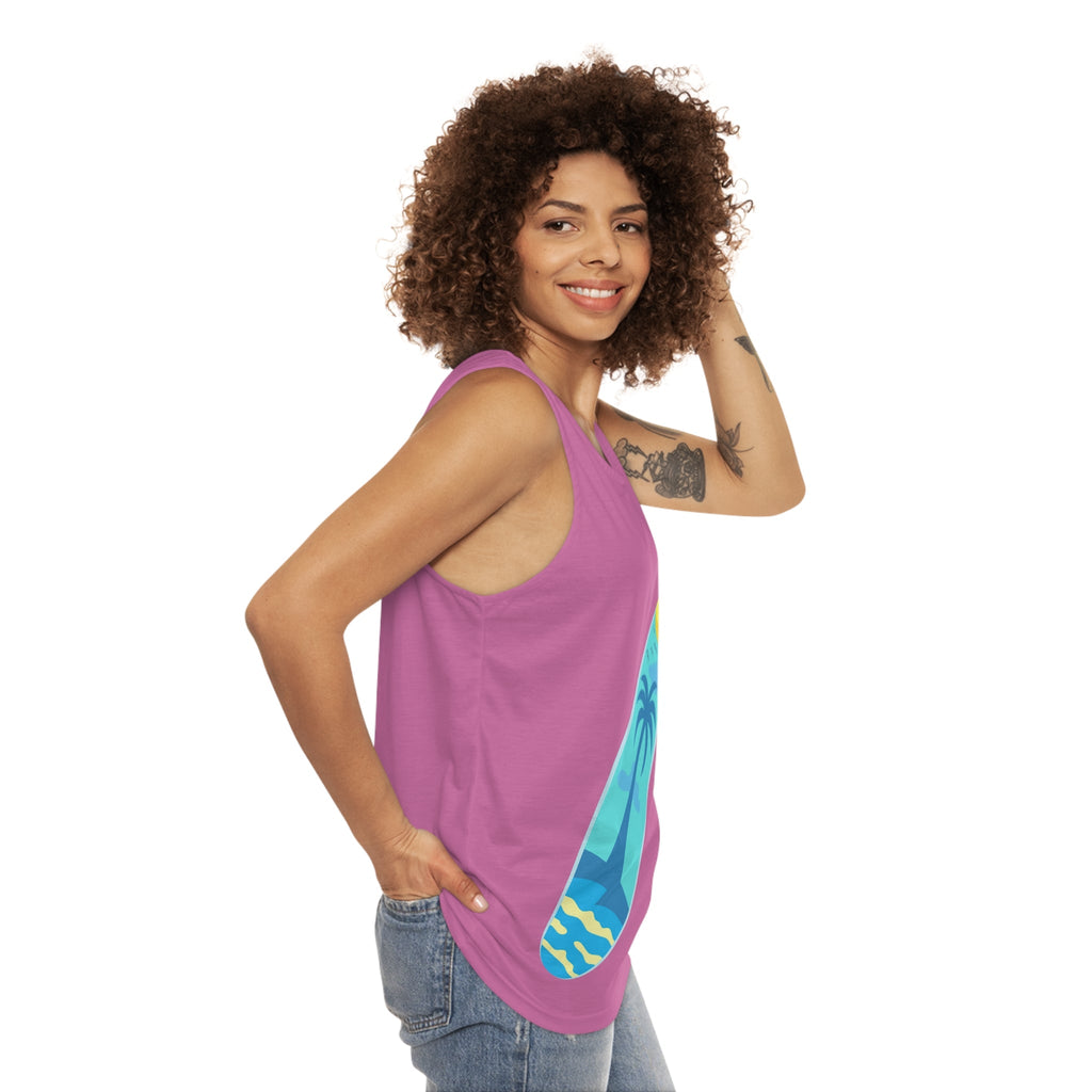 Surfboard Palm Tank Top Tropical Surfing Beach Vibes - Etna Gift