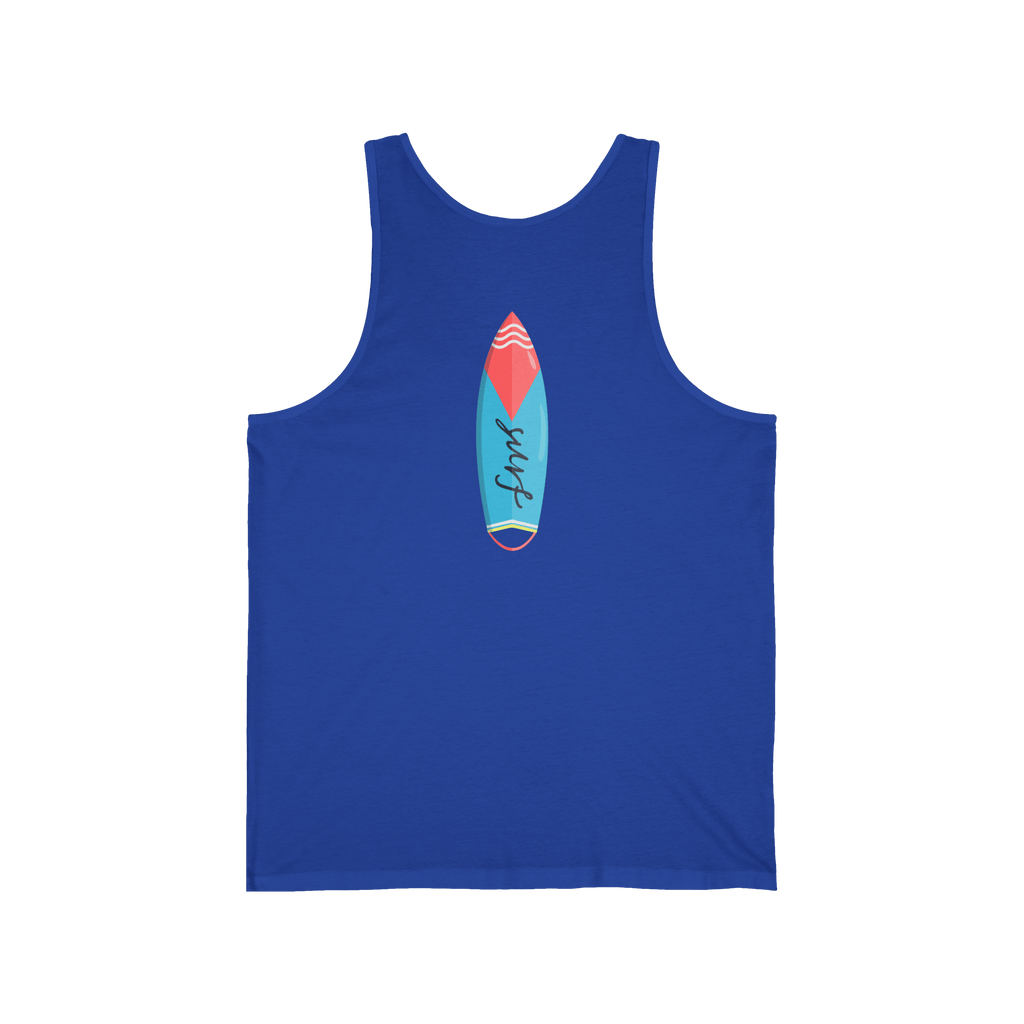 Surfboard Tank Top Beach Vibes Summer Tank with Colorful Surfboard Design - Etna Gift