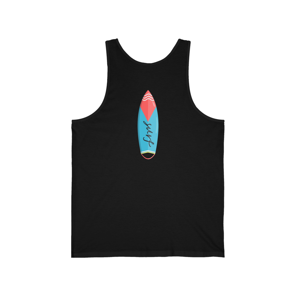 Surfboard Tank Top Beach Vibes Summer Tank with Colorful Surfboard Design - Etna Gift