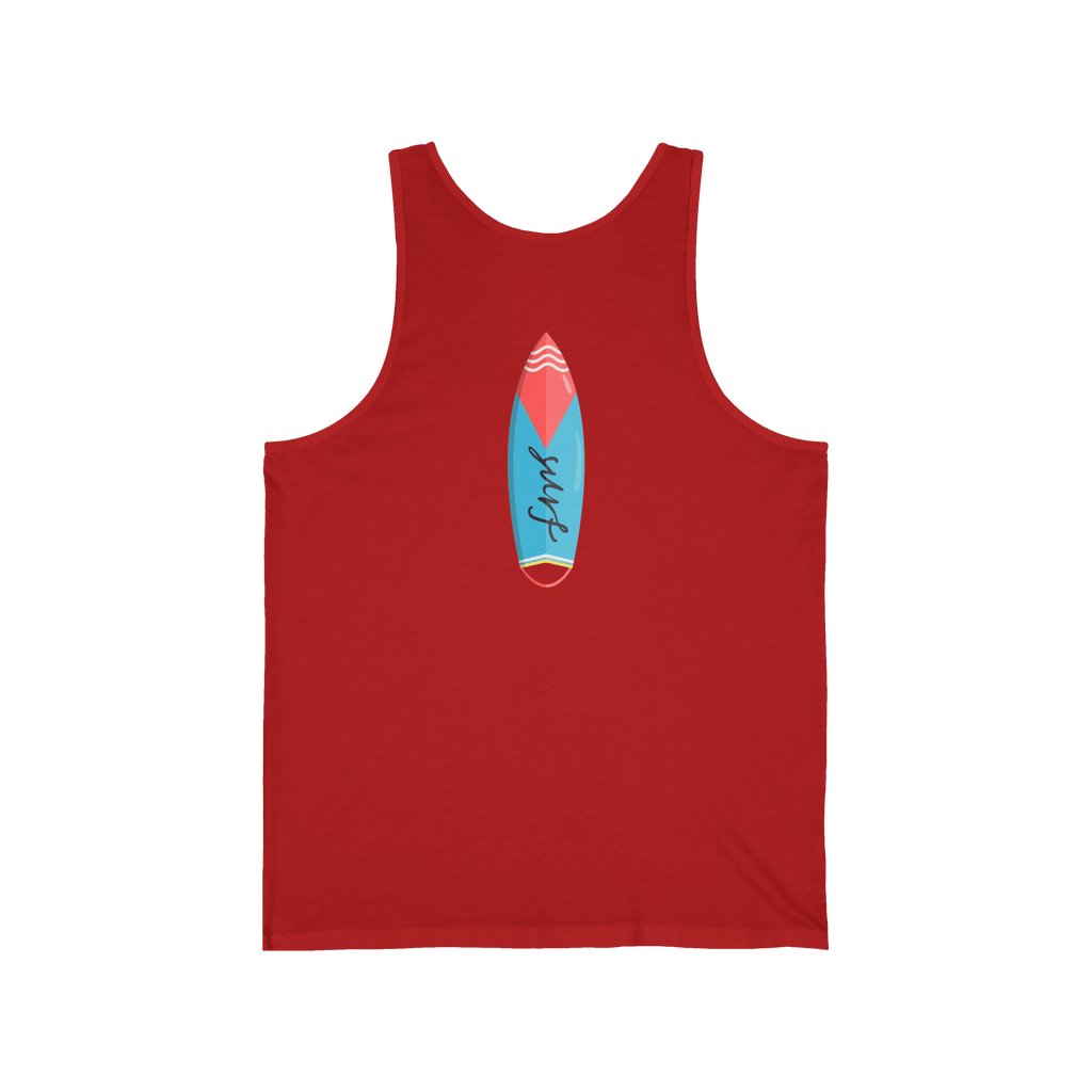 Surfboard Tank Top Beach Vibes Summer Tank with Colorful Surfboard Design - Etna Gift