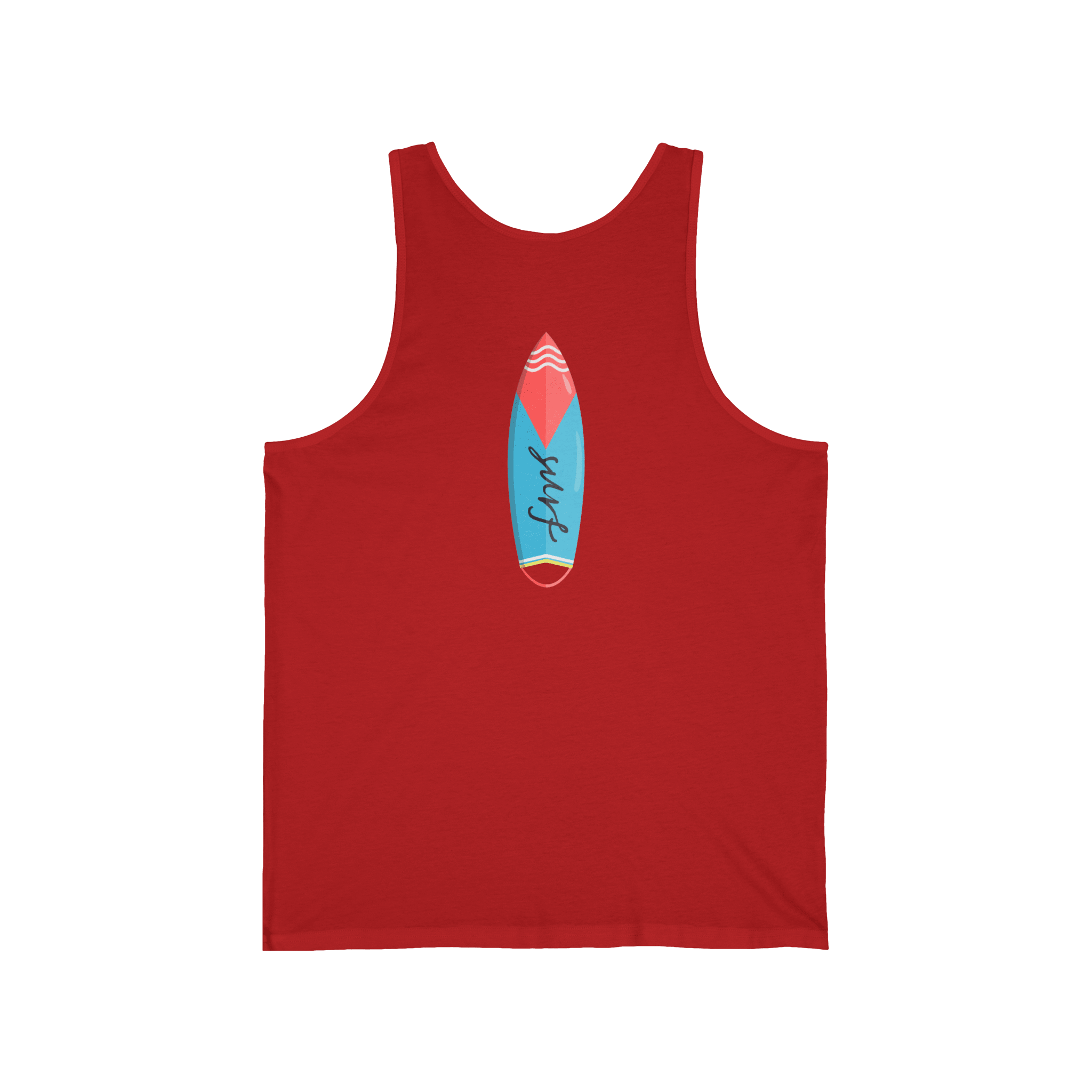Surfboard Tank Top Beach Vibes Summer Tank with Colorful Surfboard Design - Etna Gift