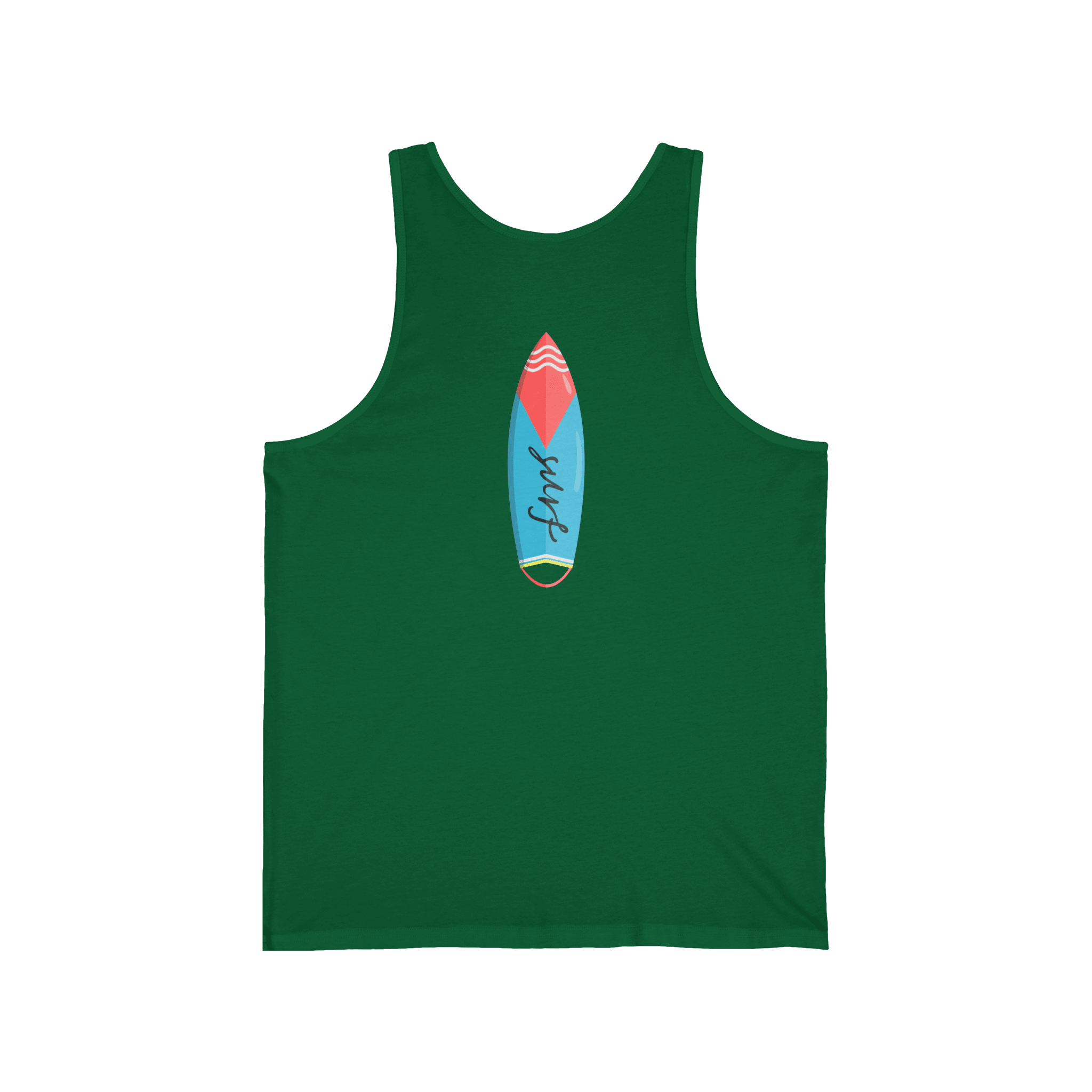 Surfboard Tank Top Beach Vibes Summer Tank with Colorful Surfboard Design - Etna Gift