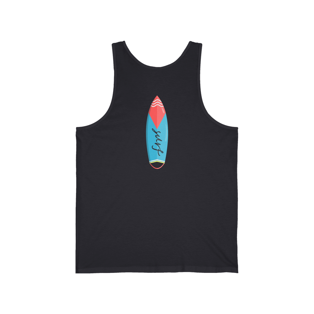 Surfboard Tank Top Beach Vibes Summer Tank with Colorful Surfboard Design - Etna Gift