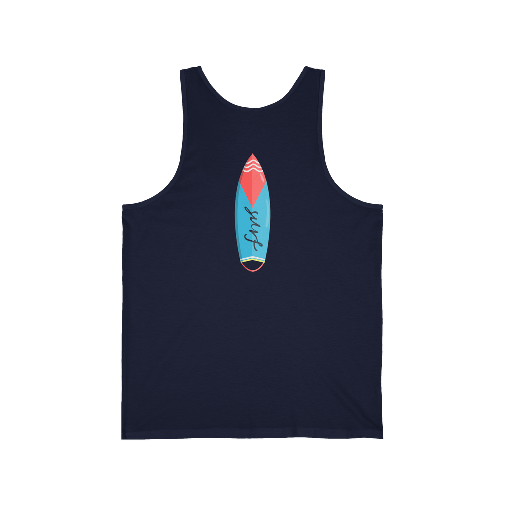Surfboard Tank Top Beach Vibes Summer Tank with Colorful Surfboard Design - Etna Gift