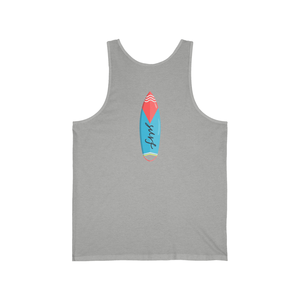 Surfboard Tank Top Beach Vibes Summer Tank with Colorful Surfboard Design - Etna Gift