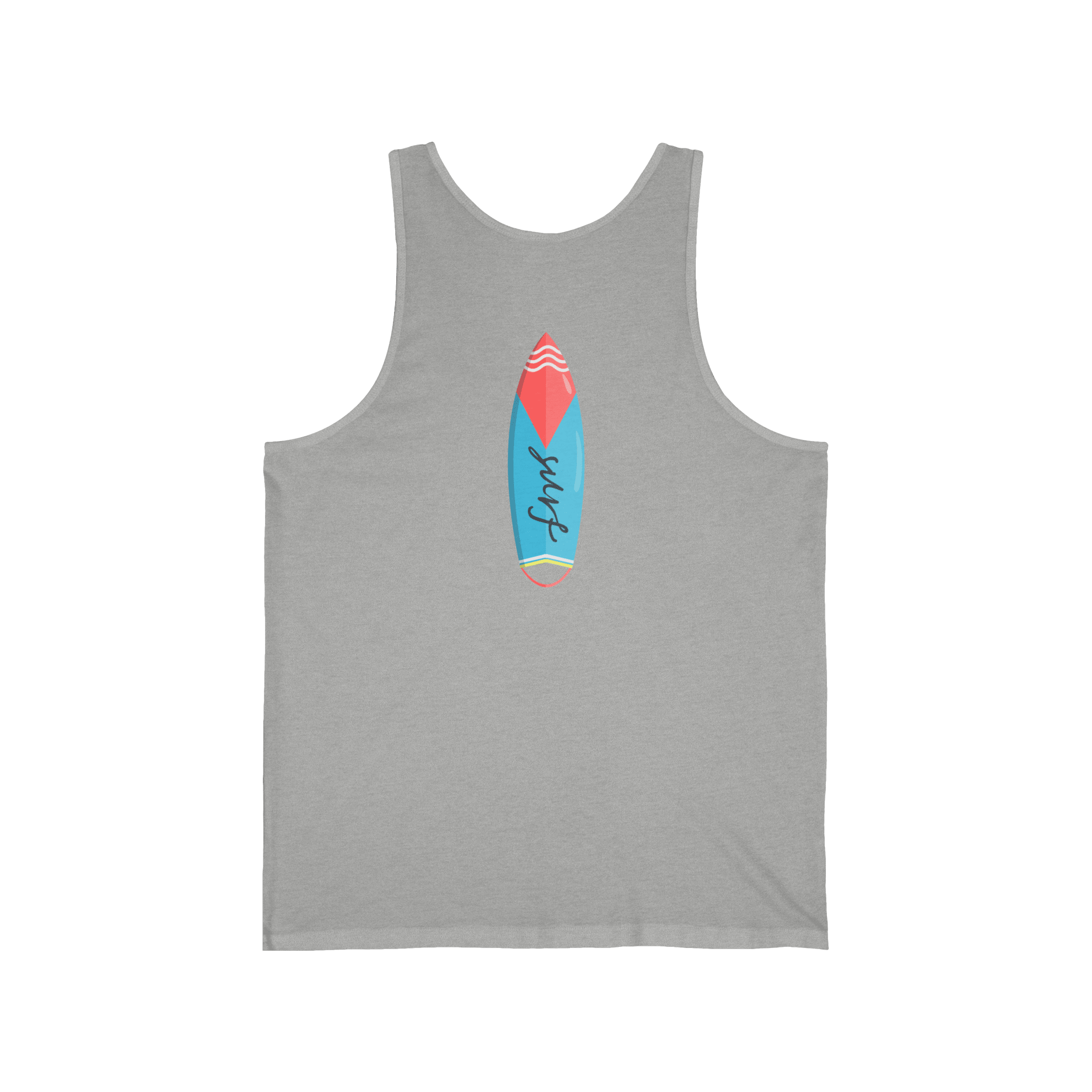 Surfboard Tank Top Beach Vibes Summer Tank with Colorful Surfboard Design - Etna Gift