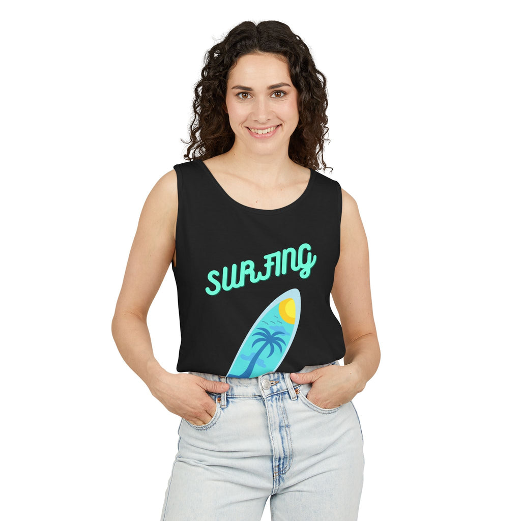 Surfing Graphic Tank Top Tropical Surfboard Beach Vibes - Etna Gift