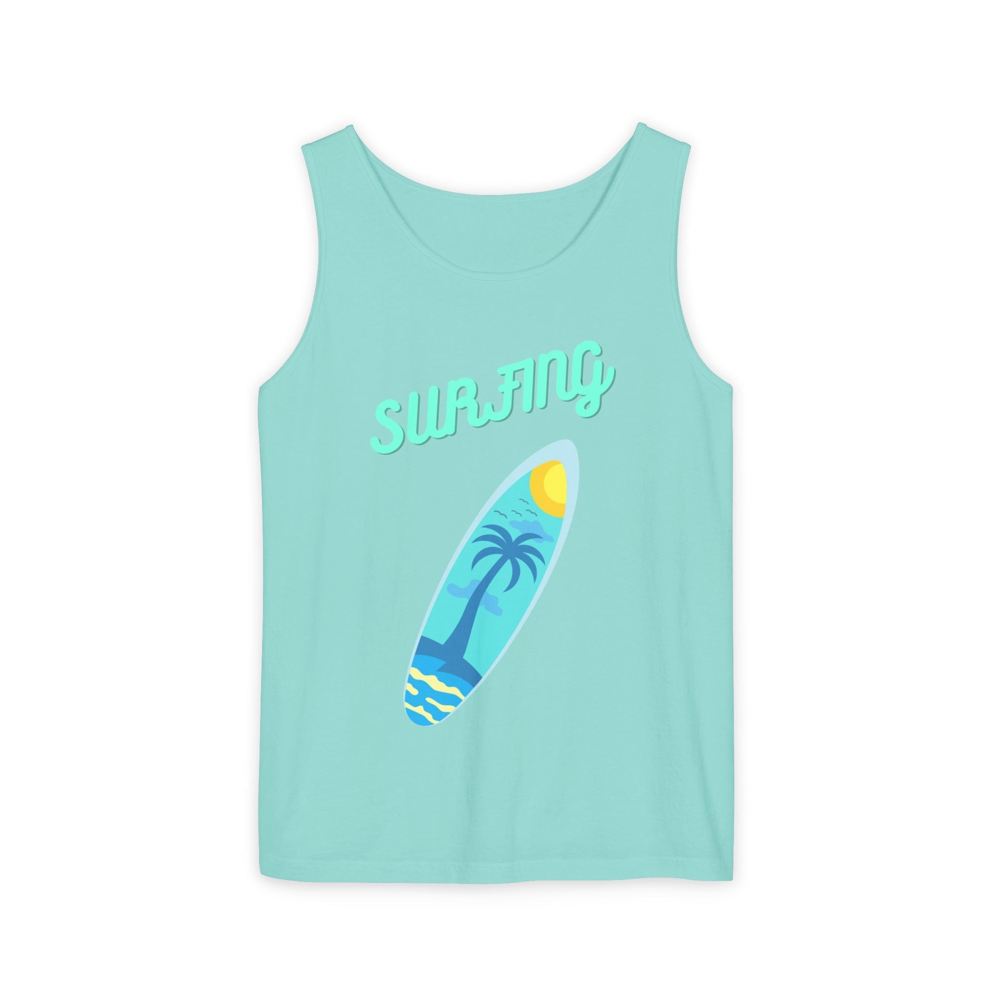 Surfing Graphic Tank Top Tropical Surfboard Beach Vibes - Etna Gift