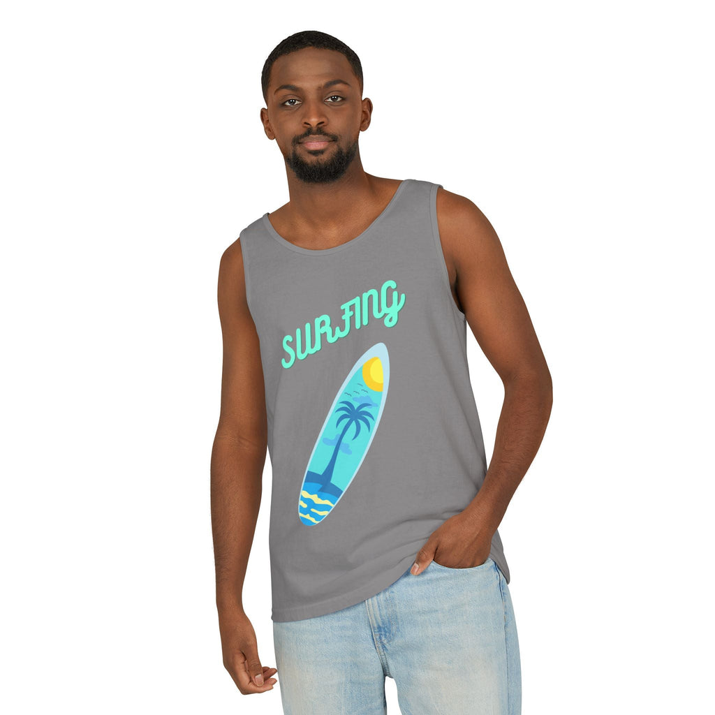 Surfing Graphic Tank Top Tropical Surfboard Beach Vibes - Etna Gift