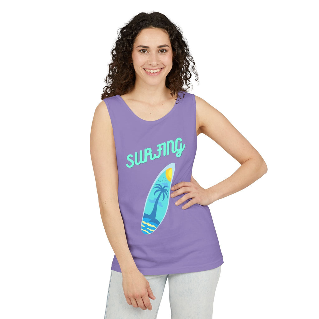 Surfing Graphic Tank Top Tropical Surfboard Beach Vibes - Etna Gift