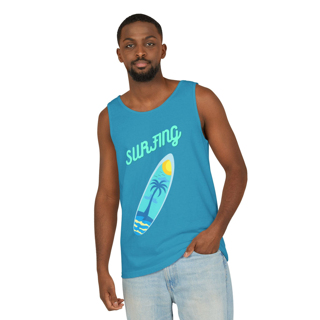 Surfing Graphic Tank Top Tropical Surfboard Beach Vibes - Etna Gift